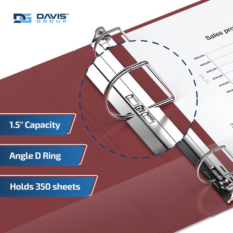Davis Group Premium Economy 6-Pack 3-Ring Binders for School or Office, D-Ring Binders, 1.5 Inch, Burgundy - Image 2